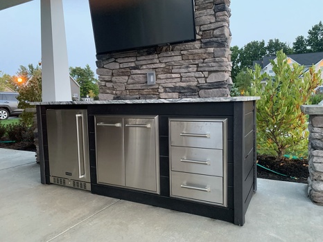 linear refrigerator and storage island on patio with plank charcoal finish-3