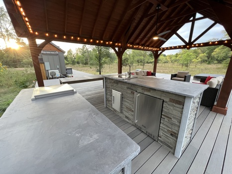 galley style outdoor kitchen on deck in stacked stone chalk finish-1