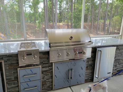 linear rta outdoor kitchen with grill and side burner