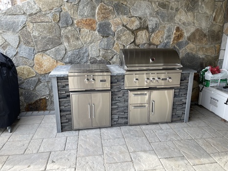 linear outdoor ktichen with dual burner and combo storage on patio-4