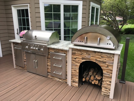 linear grill island with pizza stand add on on deck in stacked stone terra finish-3