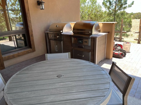 grill island with 2 grills and double access doors in weathered wood umber-2
